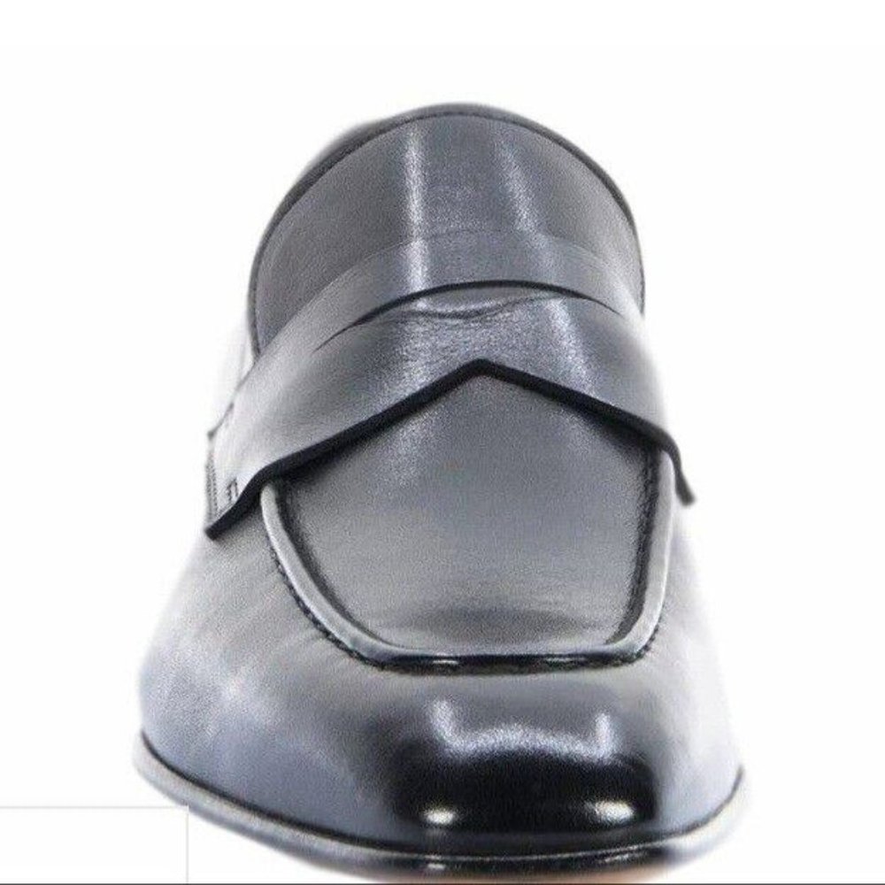 NIB Santoni Black Dress Leather Loafers  9D